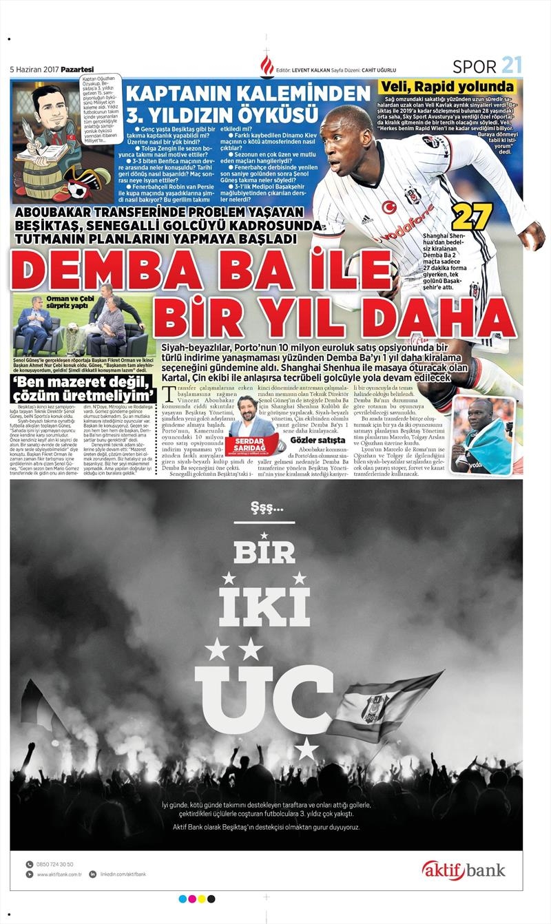 05 Haziran 2017 | İşte Gazetelerin Beşiktaş Manşetleri - Görsel 11