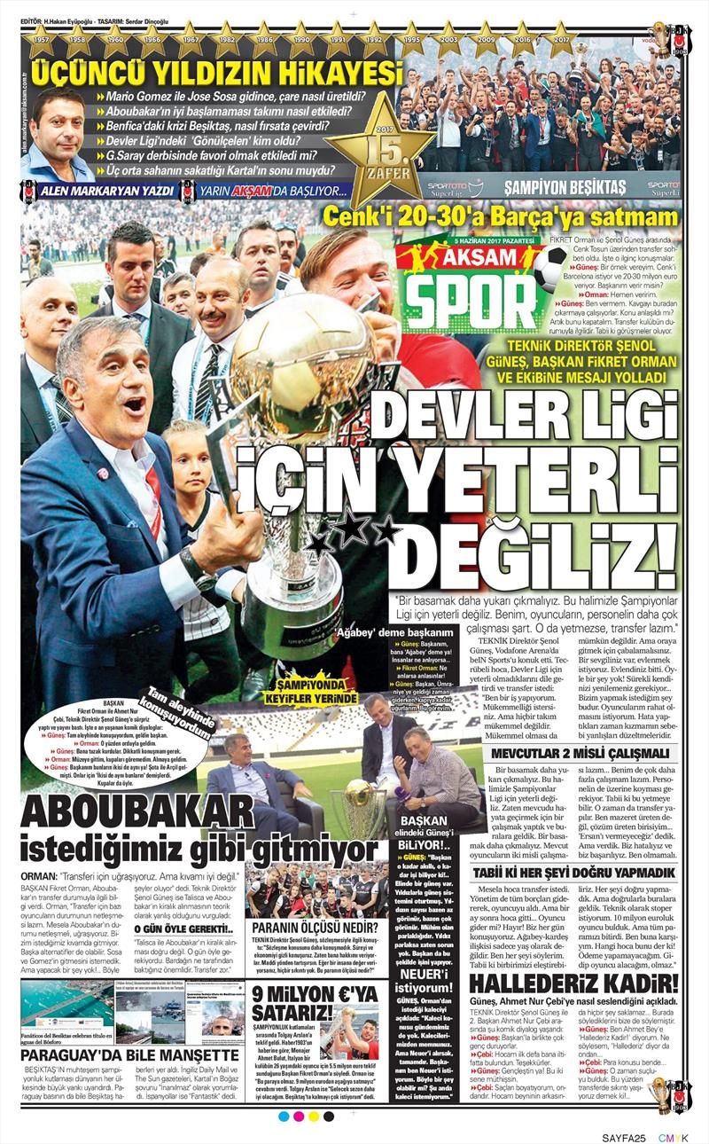 05 Haziran 2017 | İşte Gazetelerin Beşiktaş Manşetleri - Görsel 2
