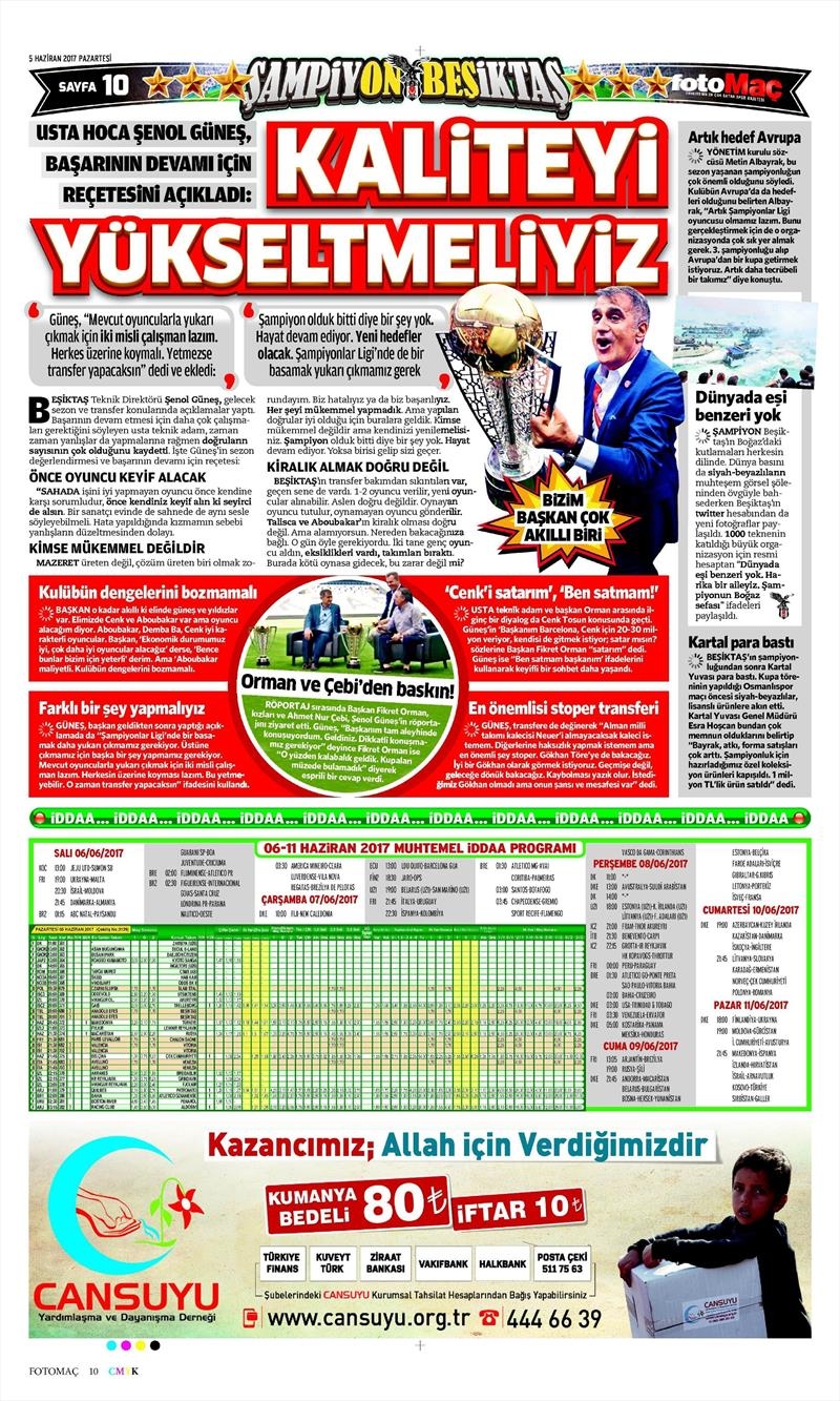 05 Haziran 2017 | İşte Gazetelerin Beşiktaş Manşetleri - Görsel 7