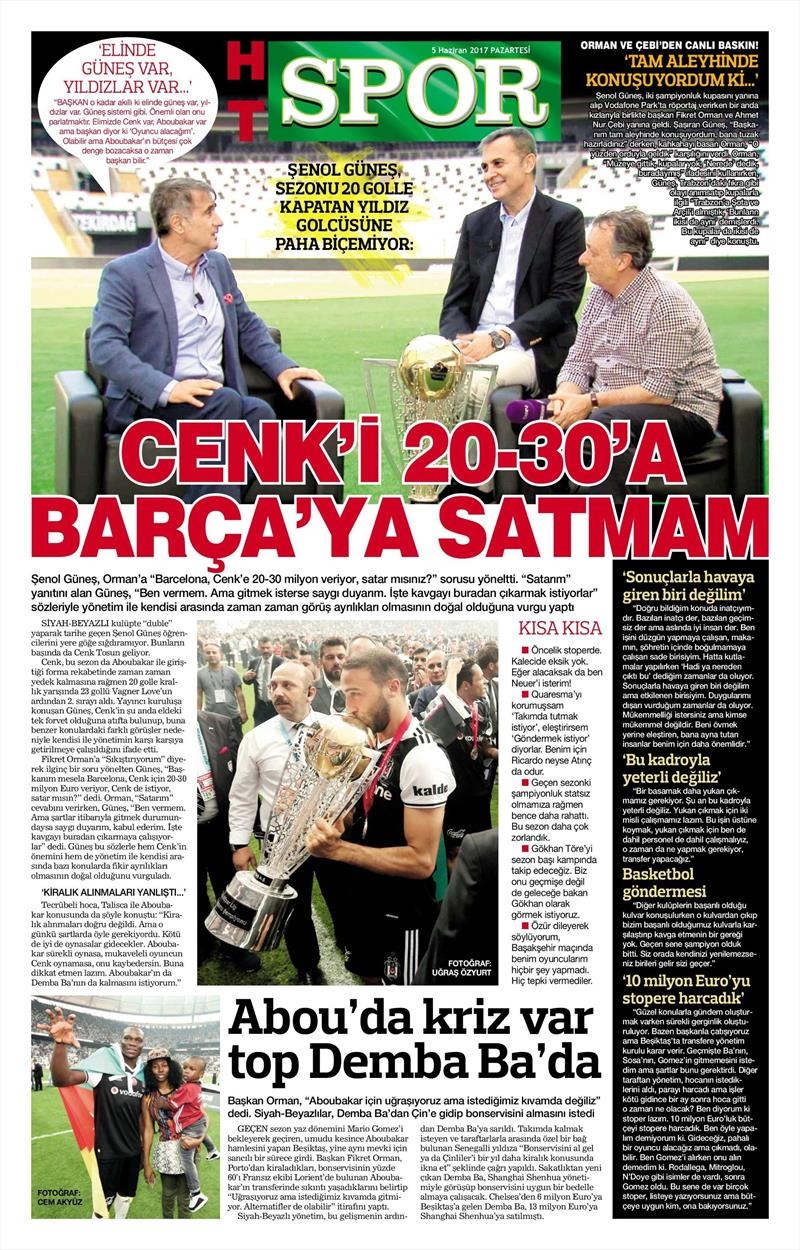 05 Haziran 2017 | İşte Gazetelerin Beşiktaş Manşetleri - Görsel 9