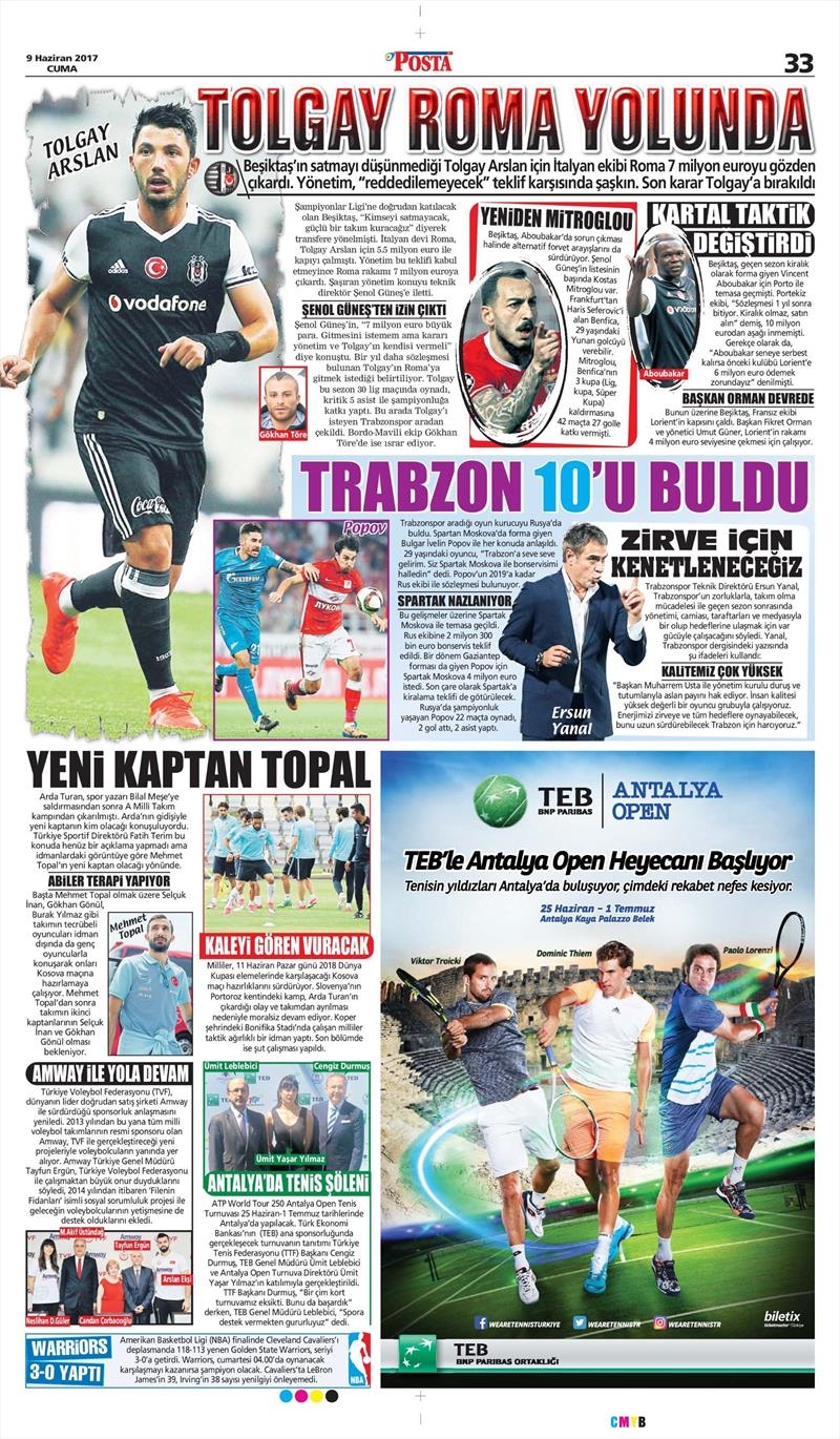 09 Haziran 2017 | Gazetelerin Beşiktaş Manşetleri - Görsel 17