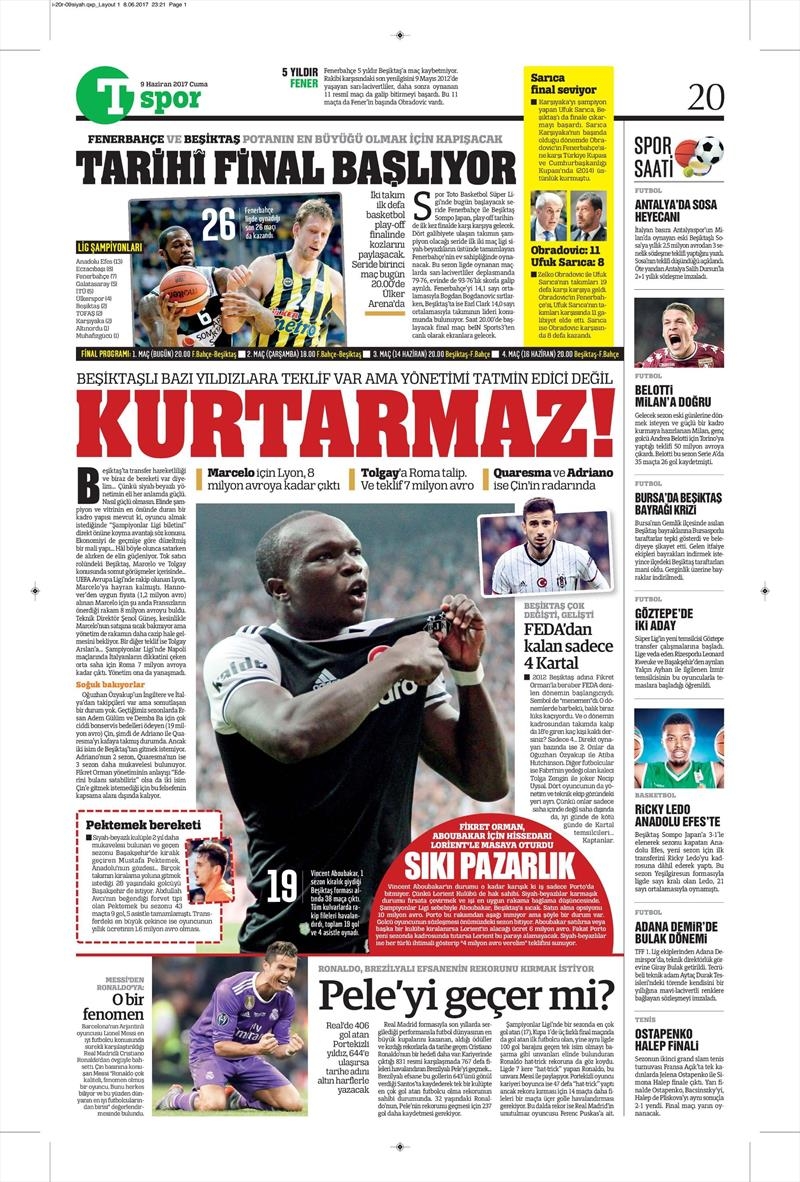 09 Haziran 2017 | Gazetelerin Beşiktaş Manşetleri - Görsel 21