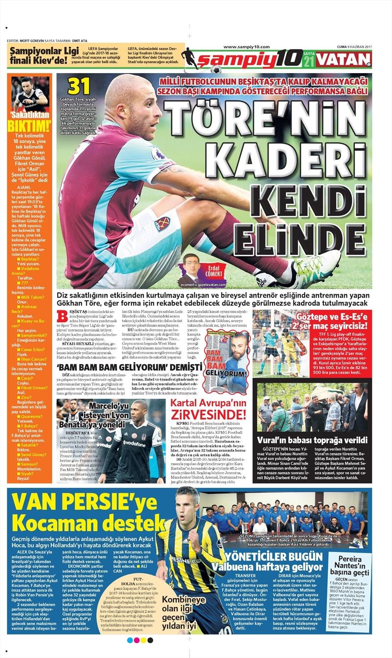 09 Haziran 2017 | Gazetelerin Beşiktaş Manşetleri - Görsel 22