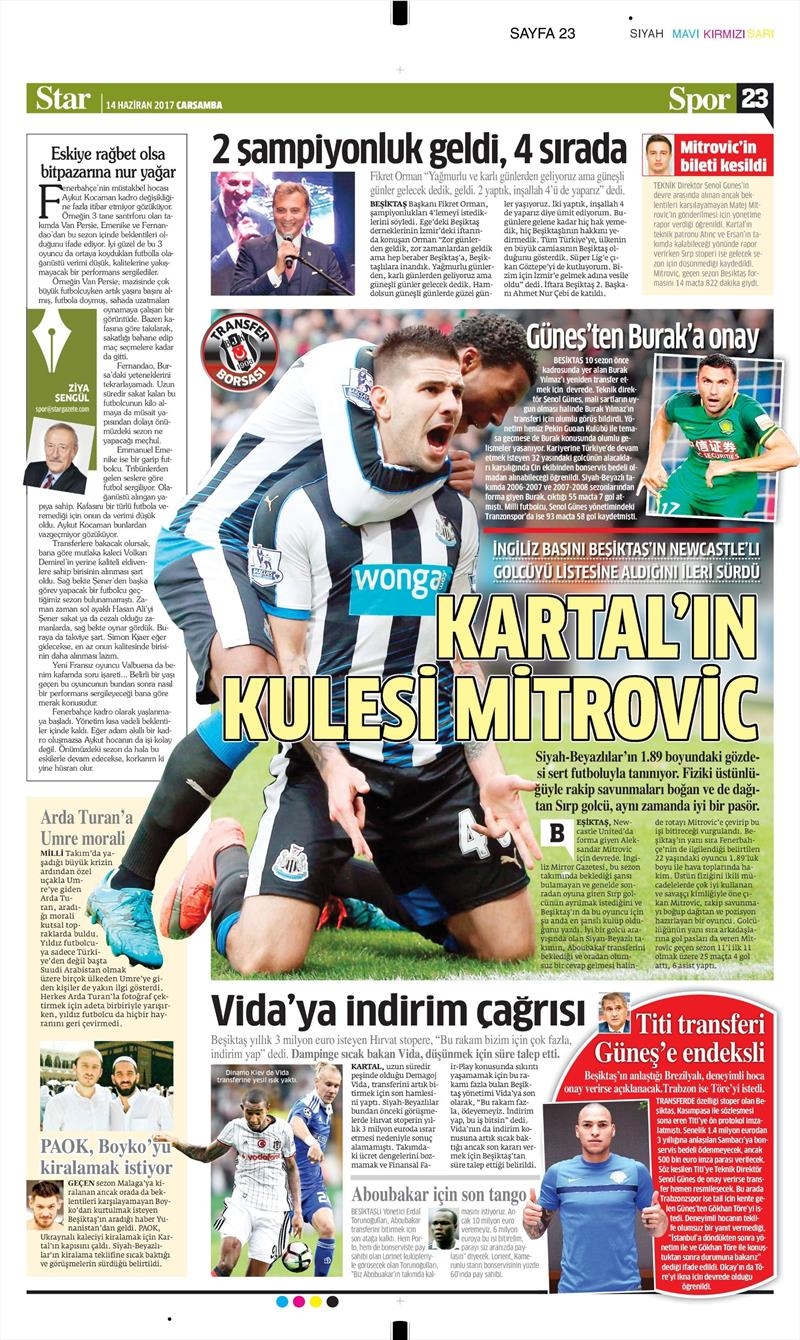 14 Haziran 2017 | İşte gazetelerin Beşiktaş manşetleri - Görsel 13