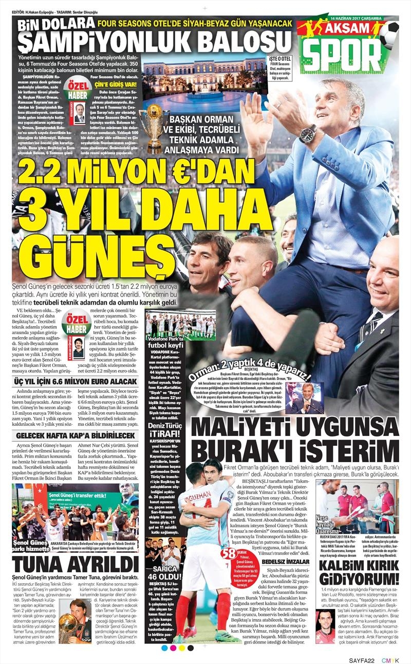 14 Haziran 2017 | İşte gazetelerin Beşiktaş manşetleri - Görsel 2