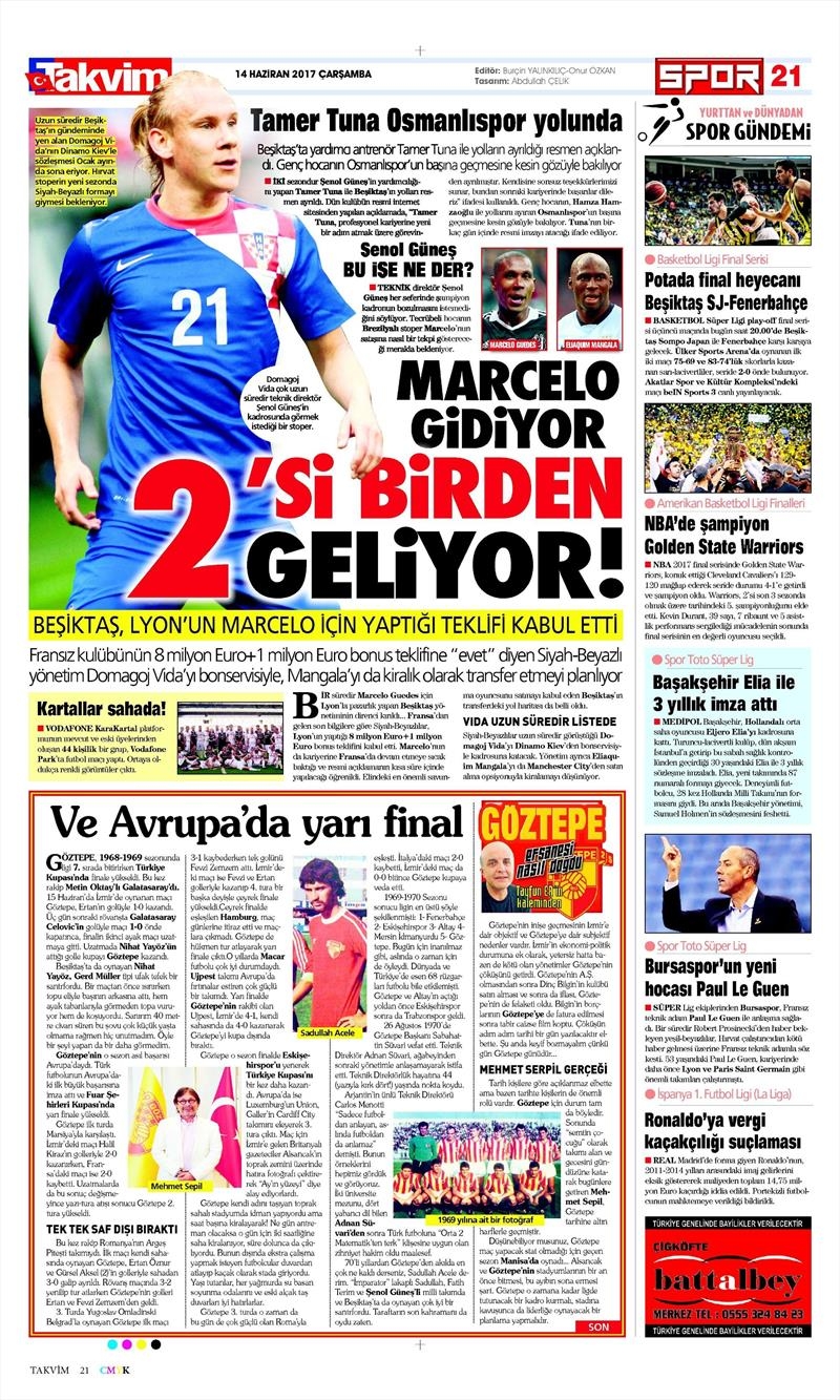 14 Haziran 2017 | İşte gazetelerin Beşiktaş manşetleri - Görsel 9