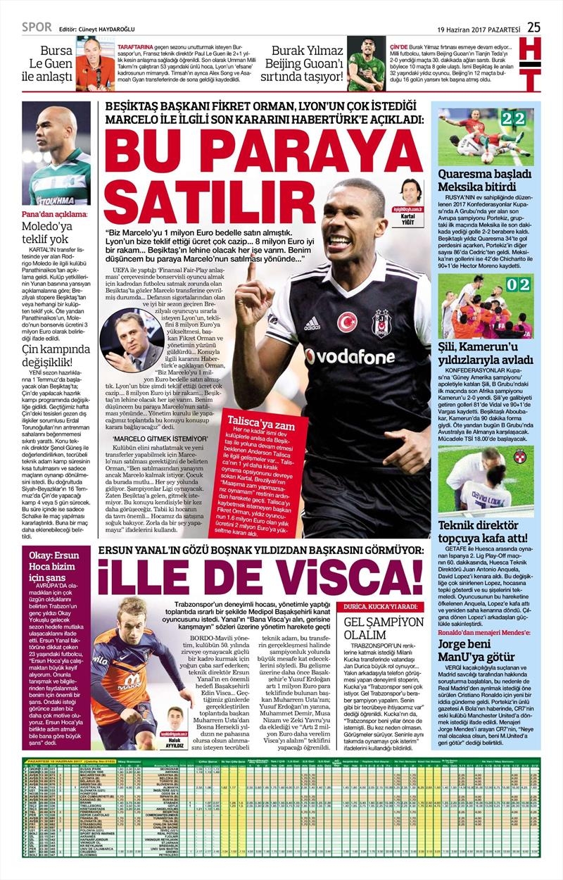 19 Haziran 2017 | Gazetelerin Beşiktaş Manşetleri - Görsel 5