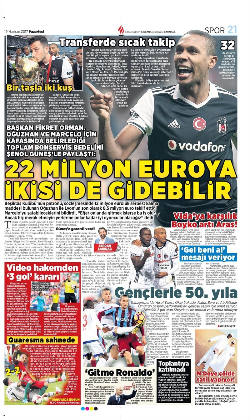 19 Haziran 2017 | Gazetelerin Beşiktaş Manşetleri - Görsel 7