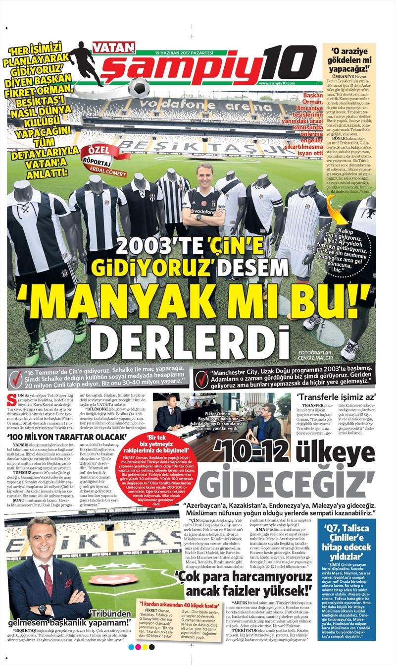 19 Haziran 2017 | Gazetelerin Beşiktaş Manşetleri - Görsel 9