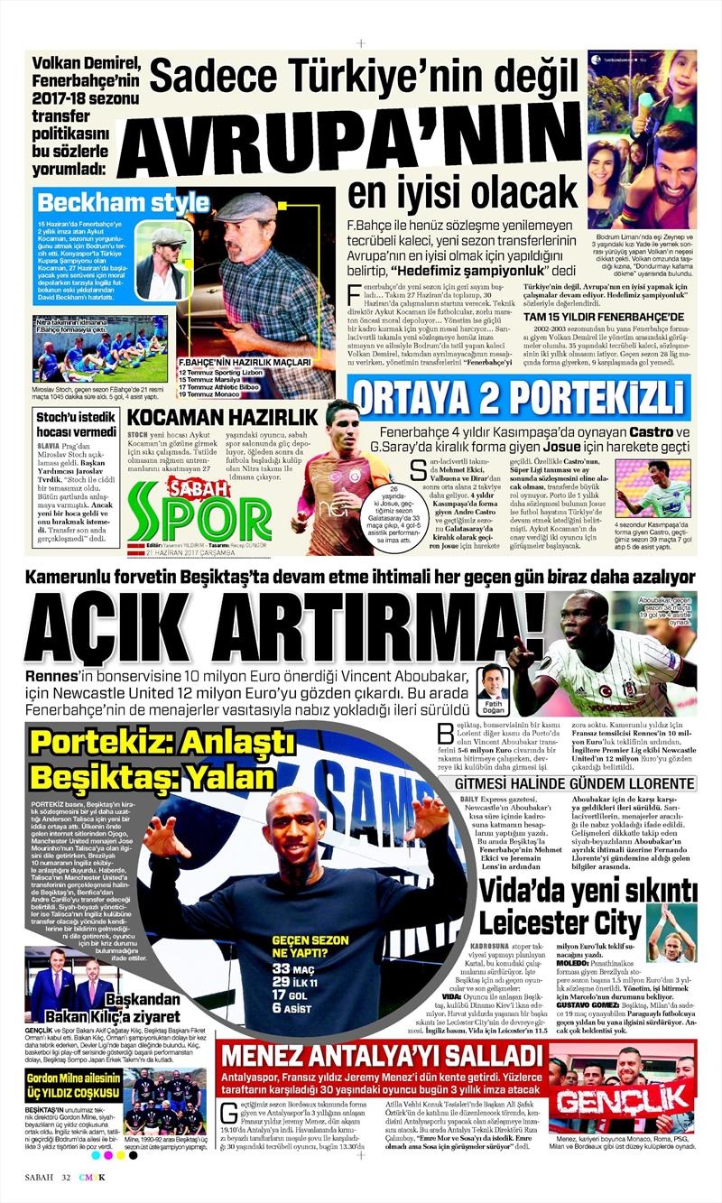 21 Haziran 2017 | Gazetelerin Beşiktaş Manşetleri - Görsel 7