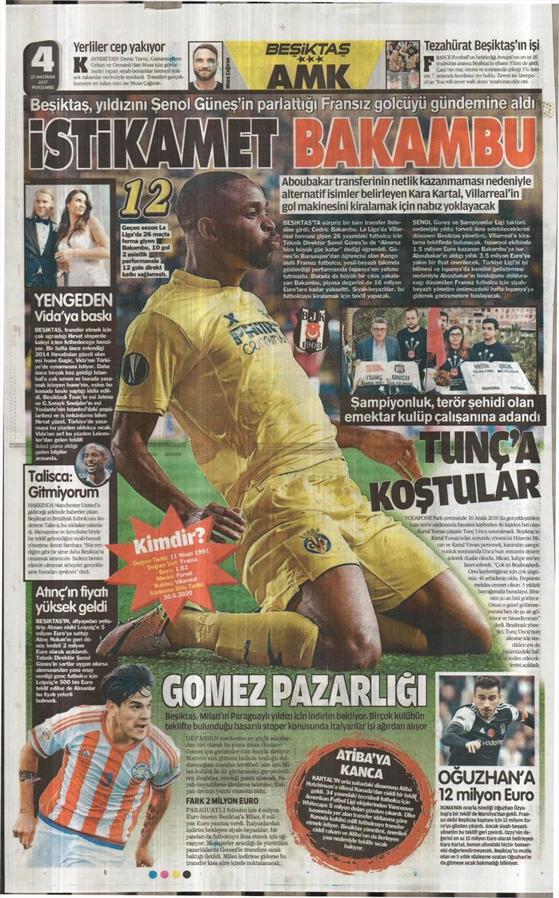 22 Haziran 2017 | Gazetelerin Beşiktaş Manşetleri - Görsel 5