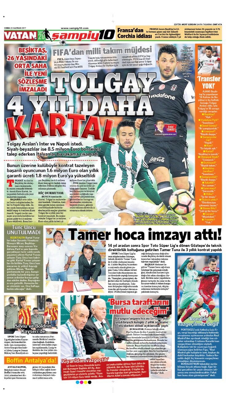 23 Haziran 2017 | Gazetelerin Beşiktaş Manşetleri - Görsel 10