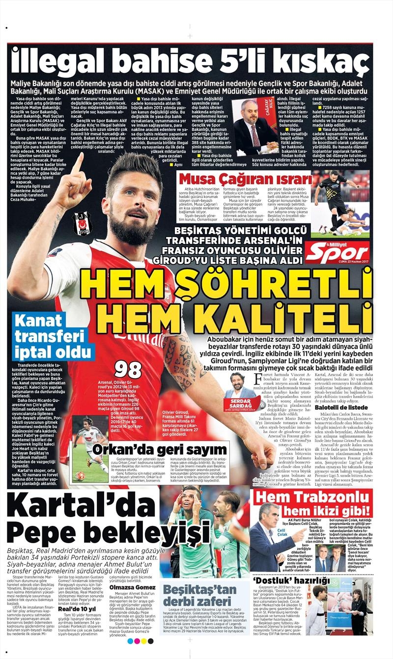 23 Haziran 2017 | Gazetelerin Beşiktaş Manşetleri - Görsel 7
