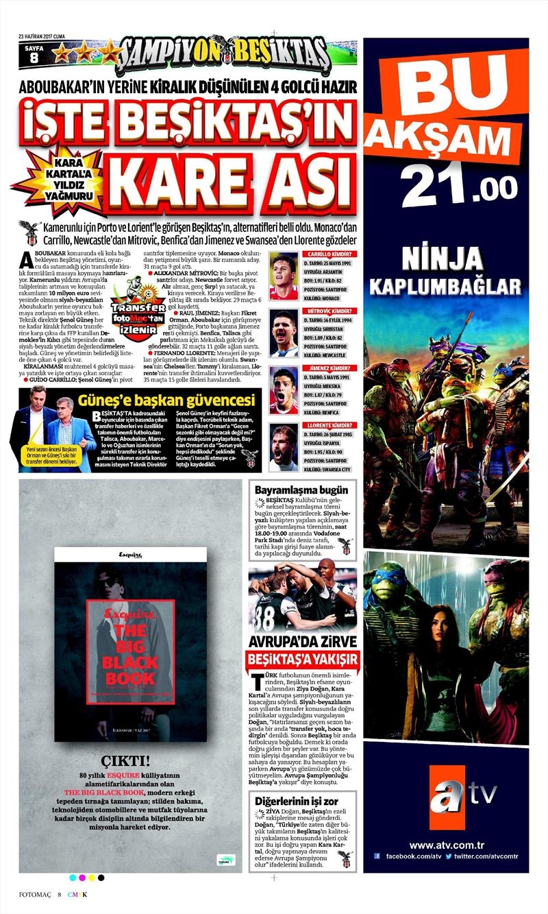 23 Haziran 2017 | Gazetelerin Beşiktaş Manşetleri - Görsel 8