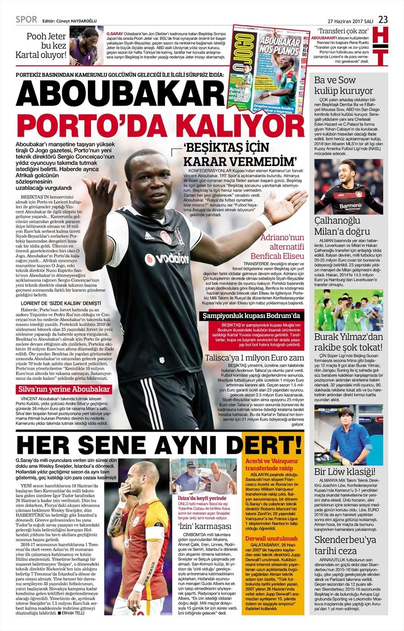27 Haziran 2017 | İşte gazetelerin Beşiktaş manşetleri - Görsel 7