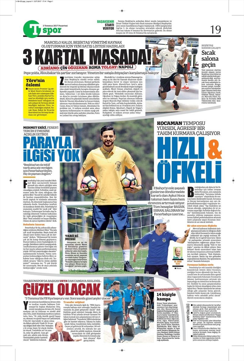 03 Temmuz 2017 | Gazetelerin Beşiktaş Manşetleri - Görsel 11