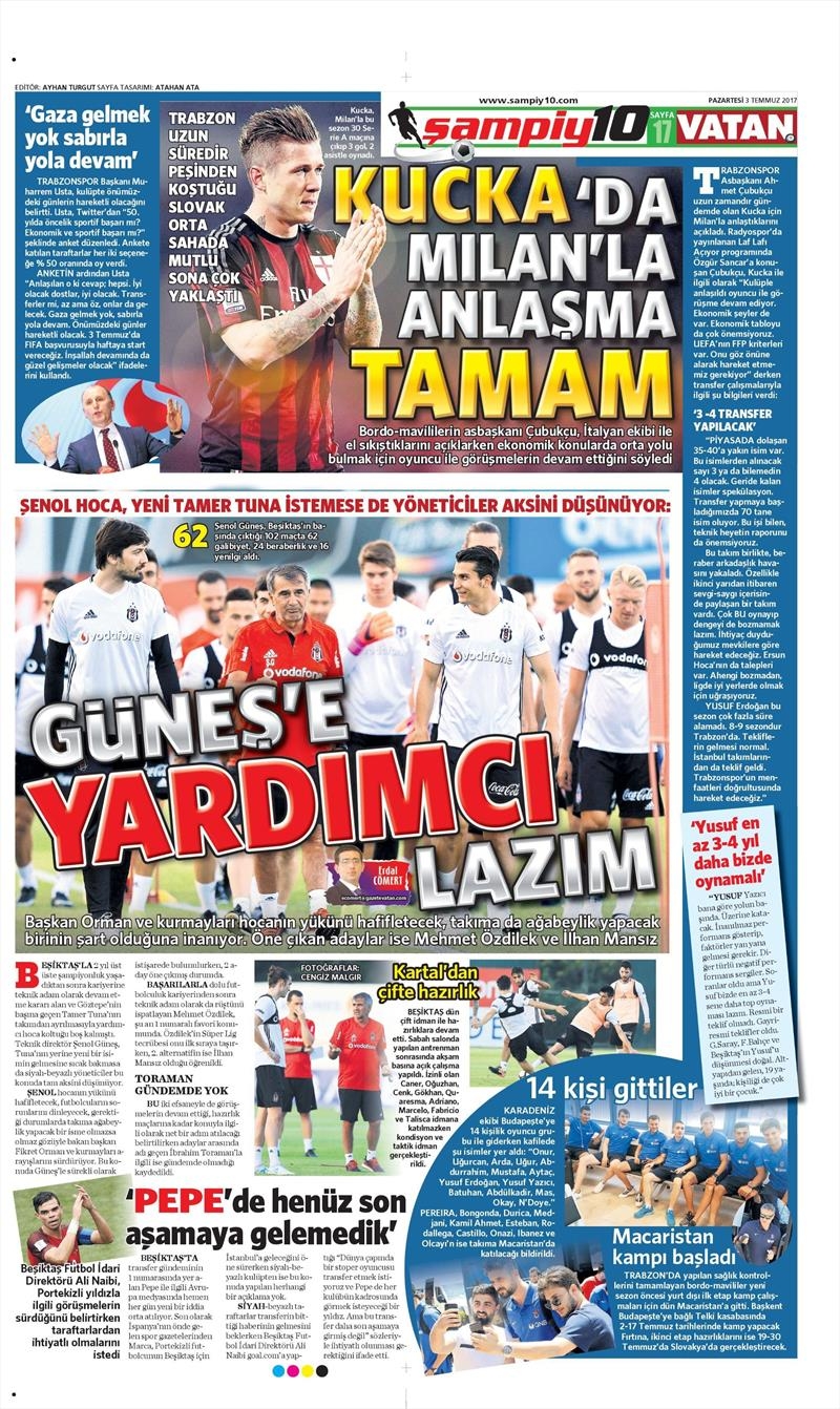 03 Temmuz 2017 | Gazetelerin Beşiktaş Manşetleri - Görsel 12