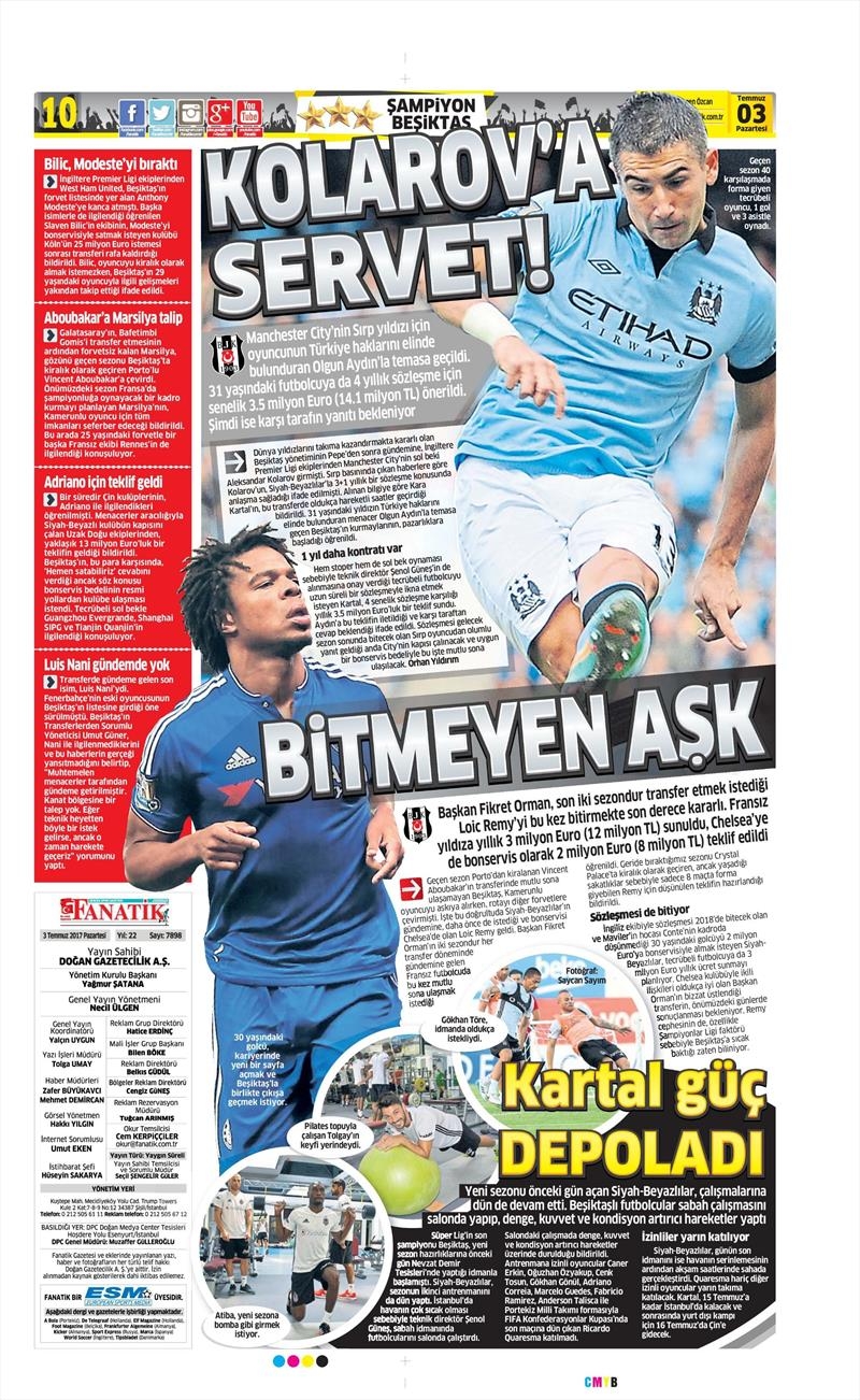 03 Temmuz 2017 | Gazetelerin Beşiktaş Manşetleri - Görsel 5