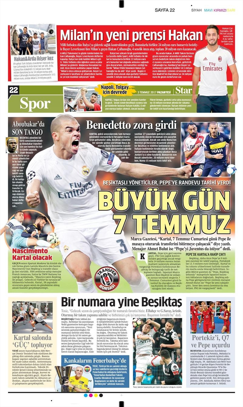 03 Temmuz 2017 | Gazetelerin Beşiktaş Manşetleri - Görsel 8