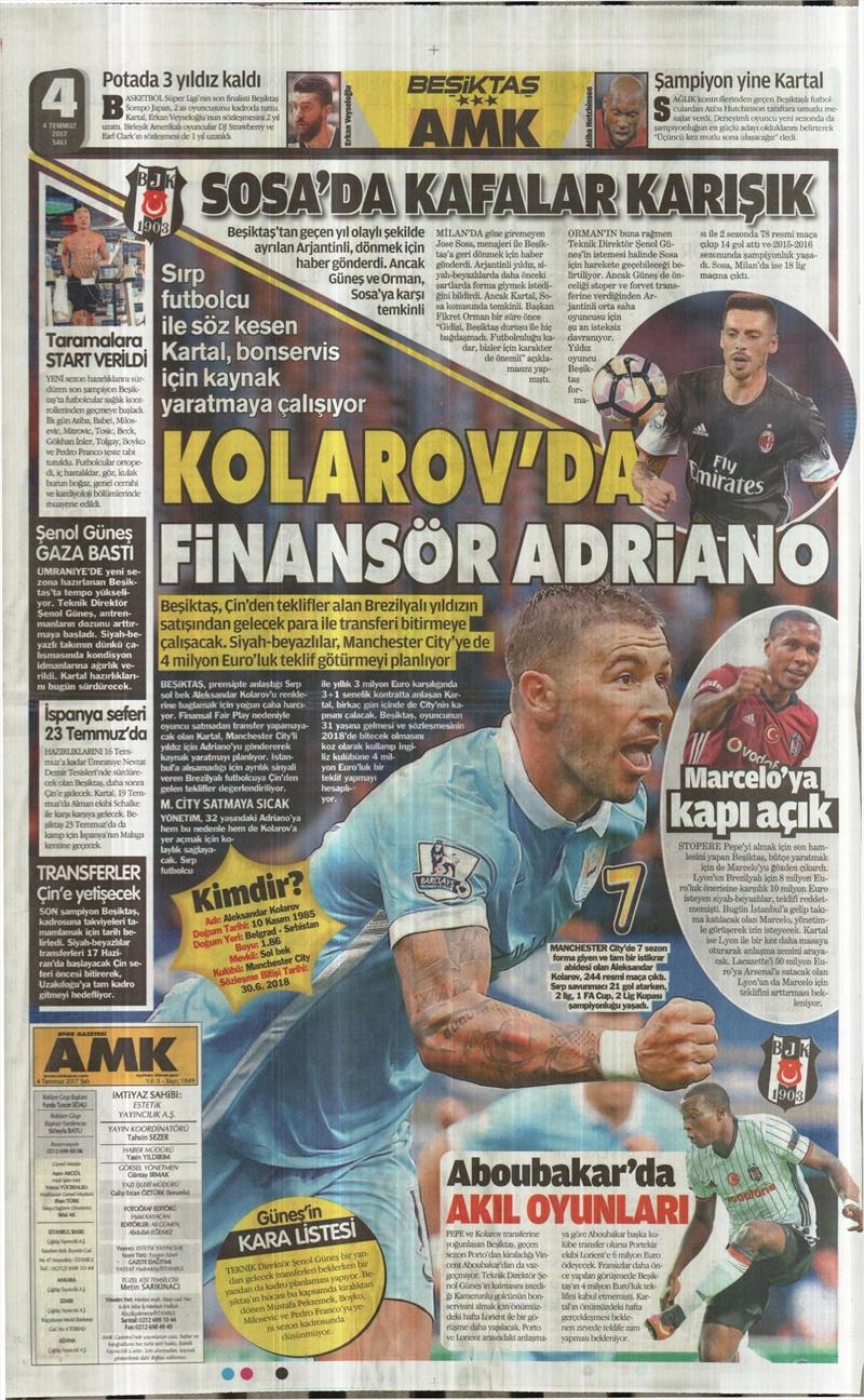 04 Temmuz 2017 | Gazetelerin Beşiktaş Manşetleri - Görsel 4