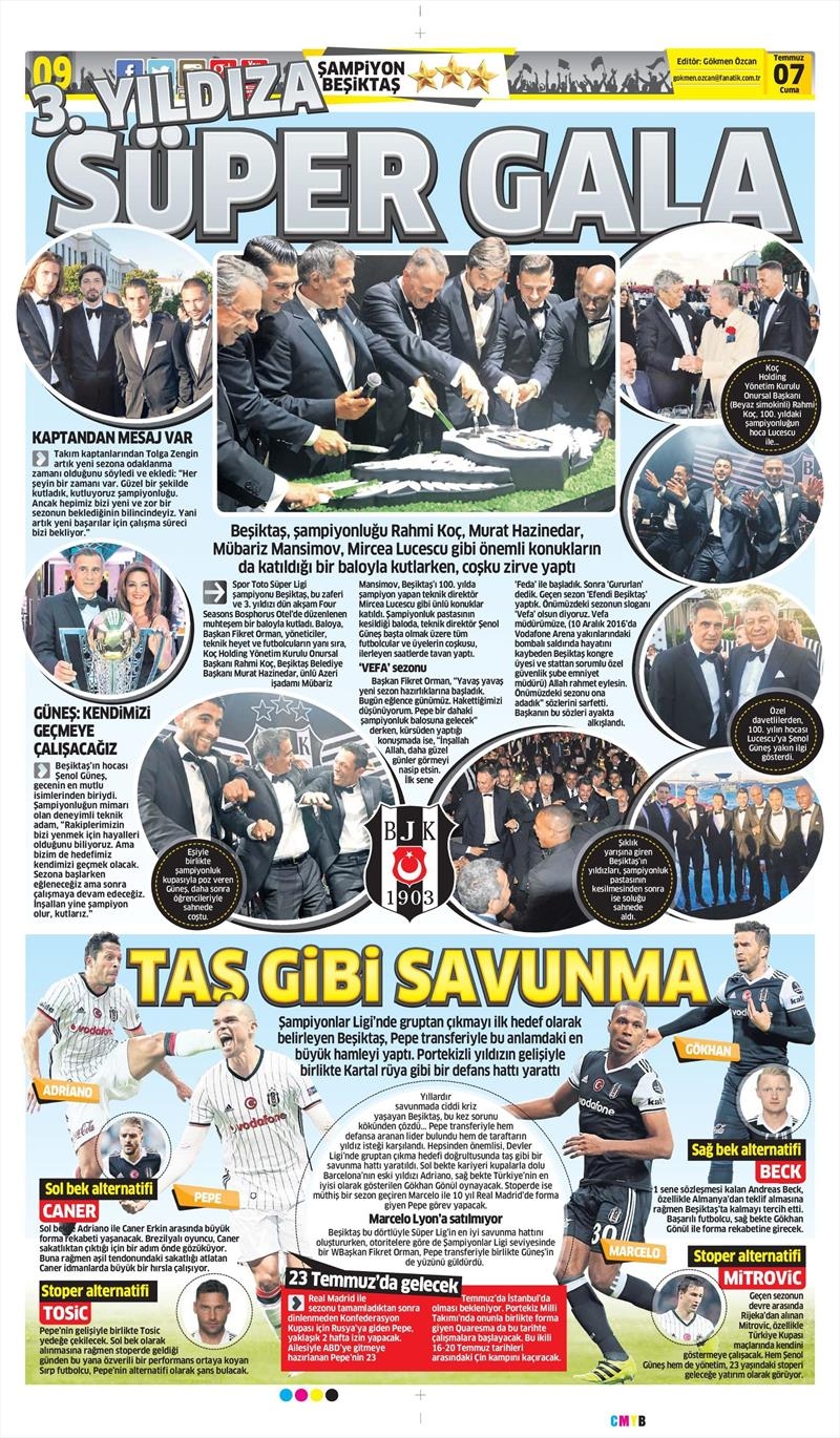 07 Temmuz 2017 | Gazetelerin Beşiktaş Manşetleri - Görsel 4