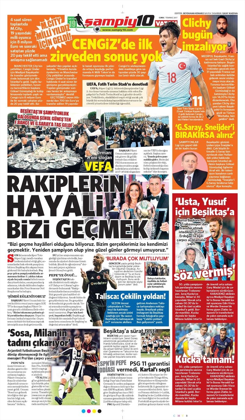 07 Temmuz 2017 | Gazetelerin Beşiktaş Manşetleri - Görsel 9