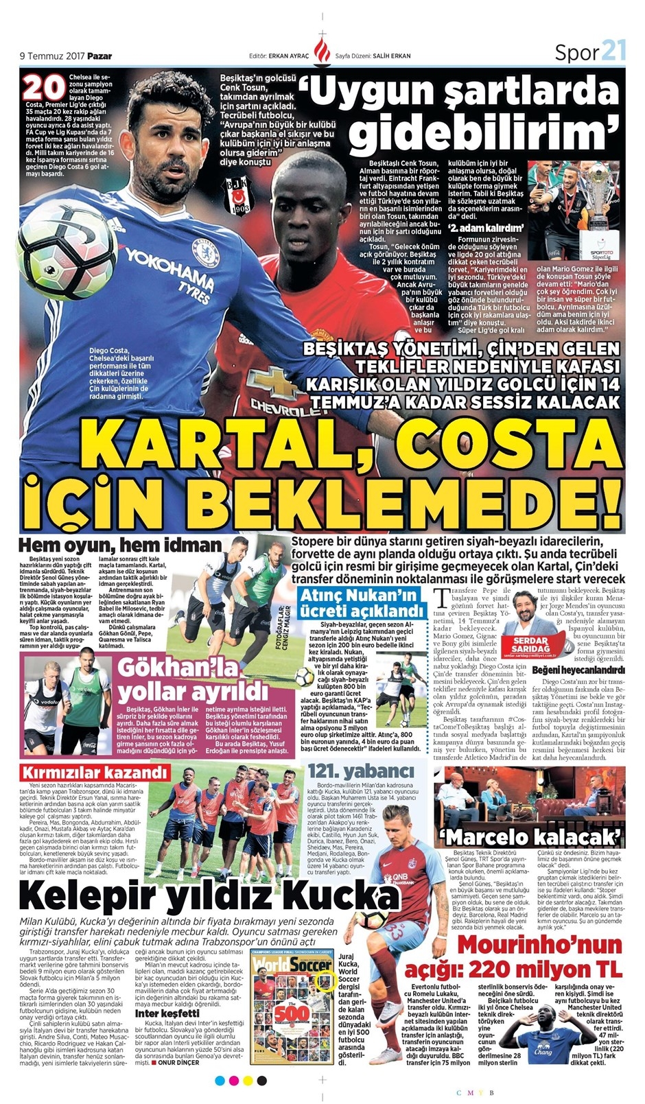 9 Temmuz 2017 | İşte Gazetelerin Beşiktaş Manşetleri - Görsel 1