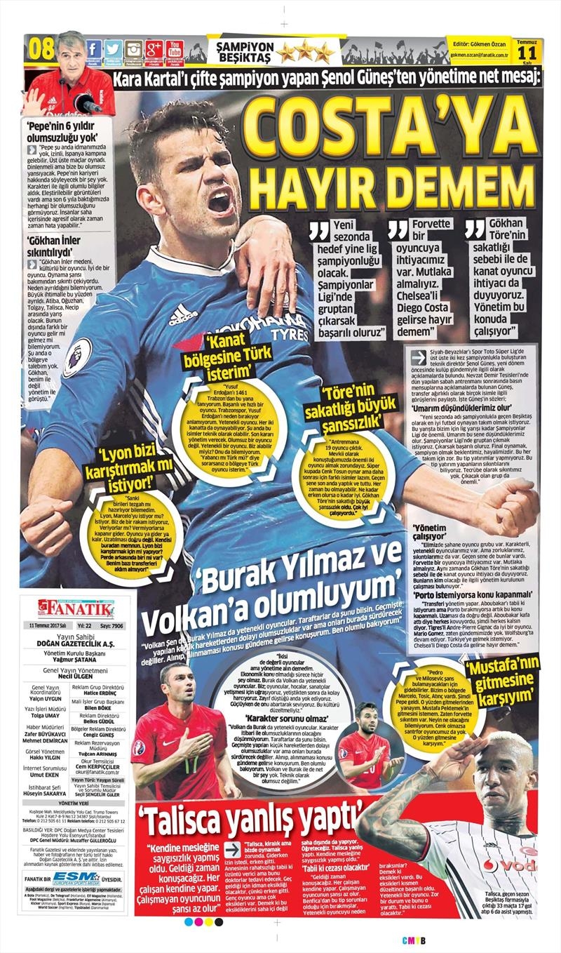 11 Temmuz 2017 | İşte gazetelerin Beşiktaş manşetleri - Görsel 11