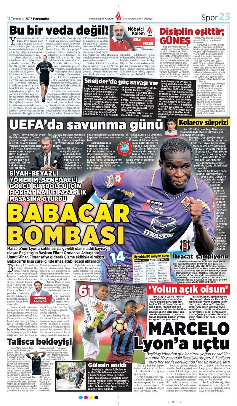 13 Temmuz 2017 | İşte gazetelerin Beşiktaş manşetleri - Görsel 9