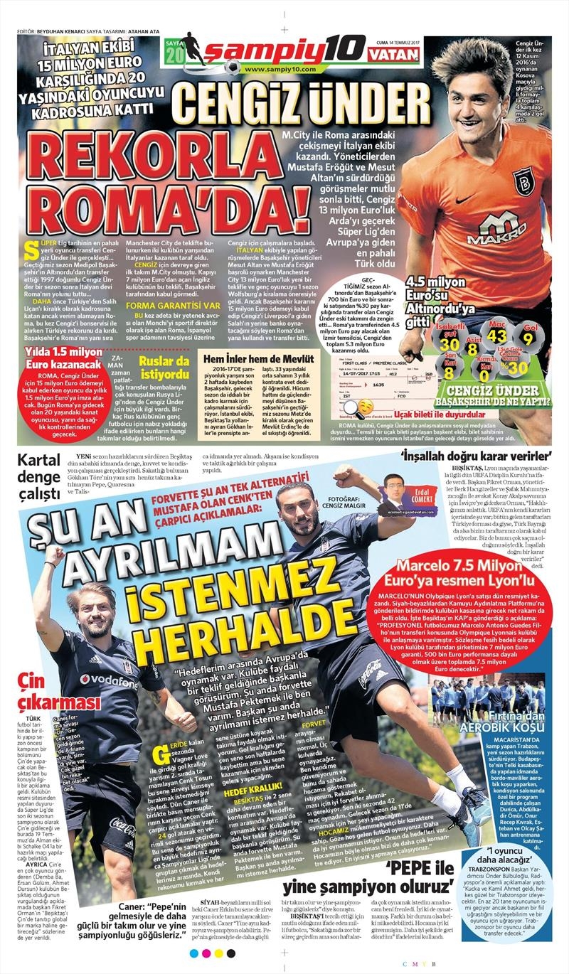 14 Temmuz 2017 | Gazetelerin Beşiktaş Manşetleri - Görsel 13