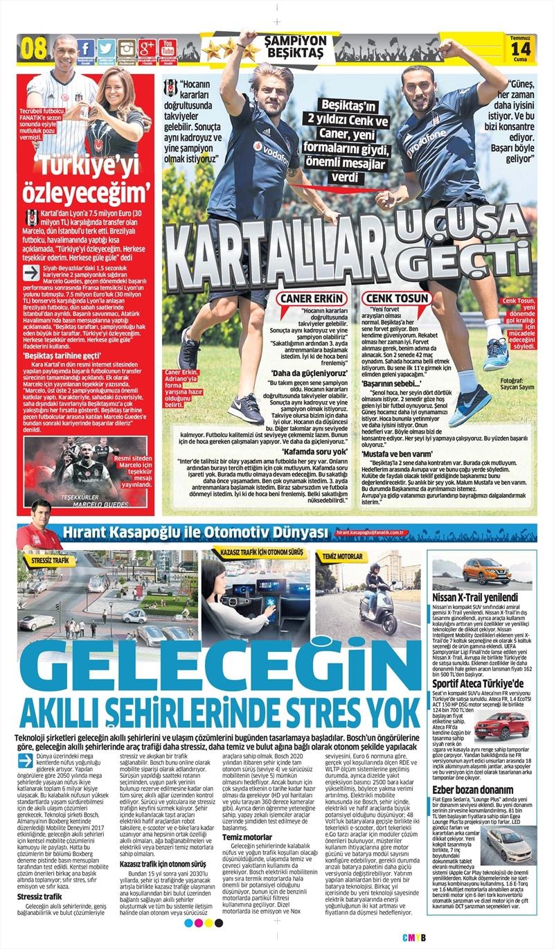 14 Temmuz 2017 | Gazetelerin Beşiktaş Manşetleri - Görsel 4