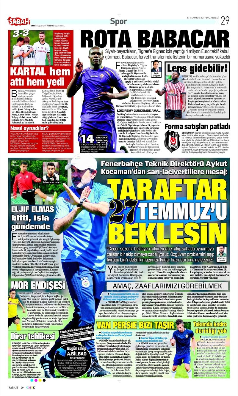 17 Temmuz 2017 | Gazetelerin Beşiktaş Manşetleri - Görsel 8