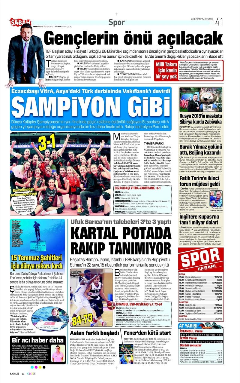 23 Ekim 2016 | Gazetelerin Beşiktaş Sayfaları - Görsel 7