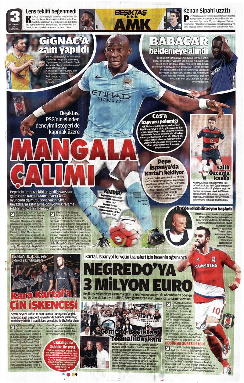 19 Temmuz 2017 | Gazetelerin Beşiktaş Manşetleri - Görsel 10