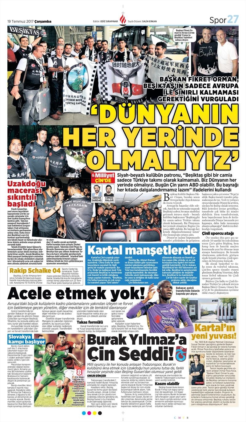 19 Temmuz 2017 | Gazetelerin Beşiktaş Manşetleri - Görsel 6