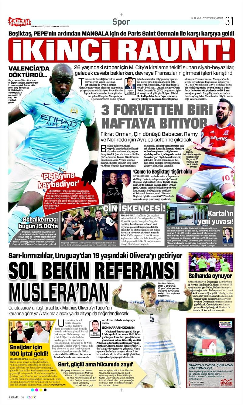 19 Temmuz 2017 | Gazetelerin Beşiktaş Manşetleri - Görsel 8
