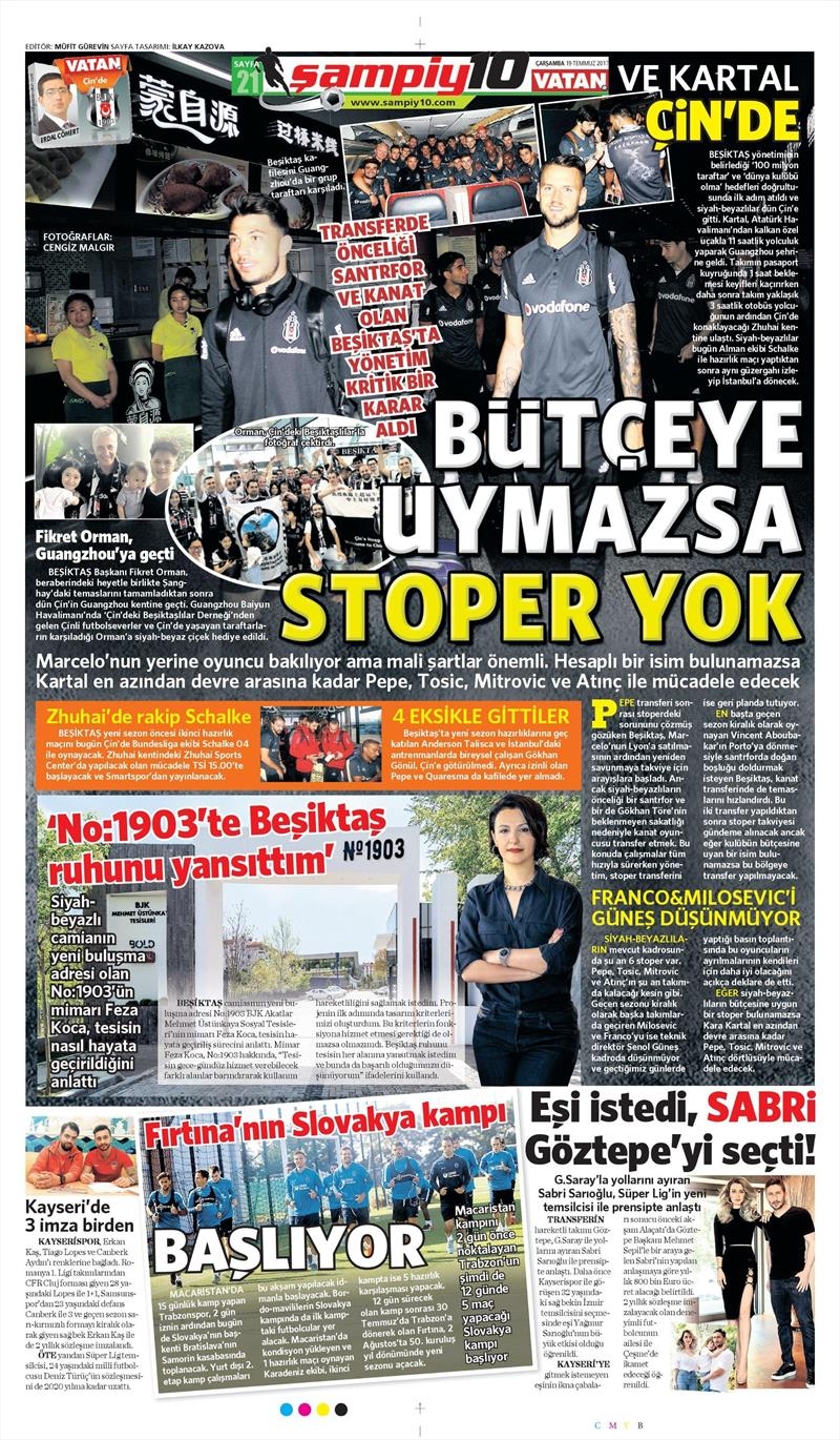 19 Temmuz 2017 | Gazetelerin Beşiktaş Manşetleri - Görsel 9