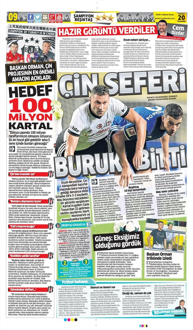 20 Temmuz 2017 | Gazetelerin Beşiktaş Manşetleri - Görsel 5