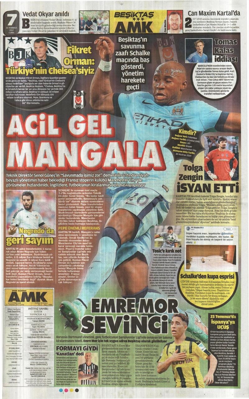 21 Temmuz 2017 | Gazetelerin Beşiktaş Manşetleri - Görsel 4