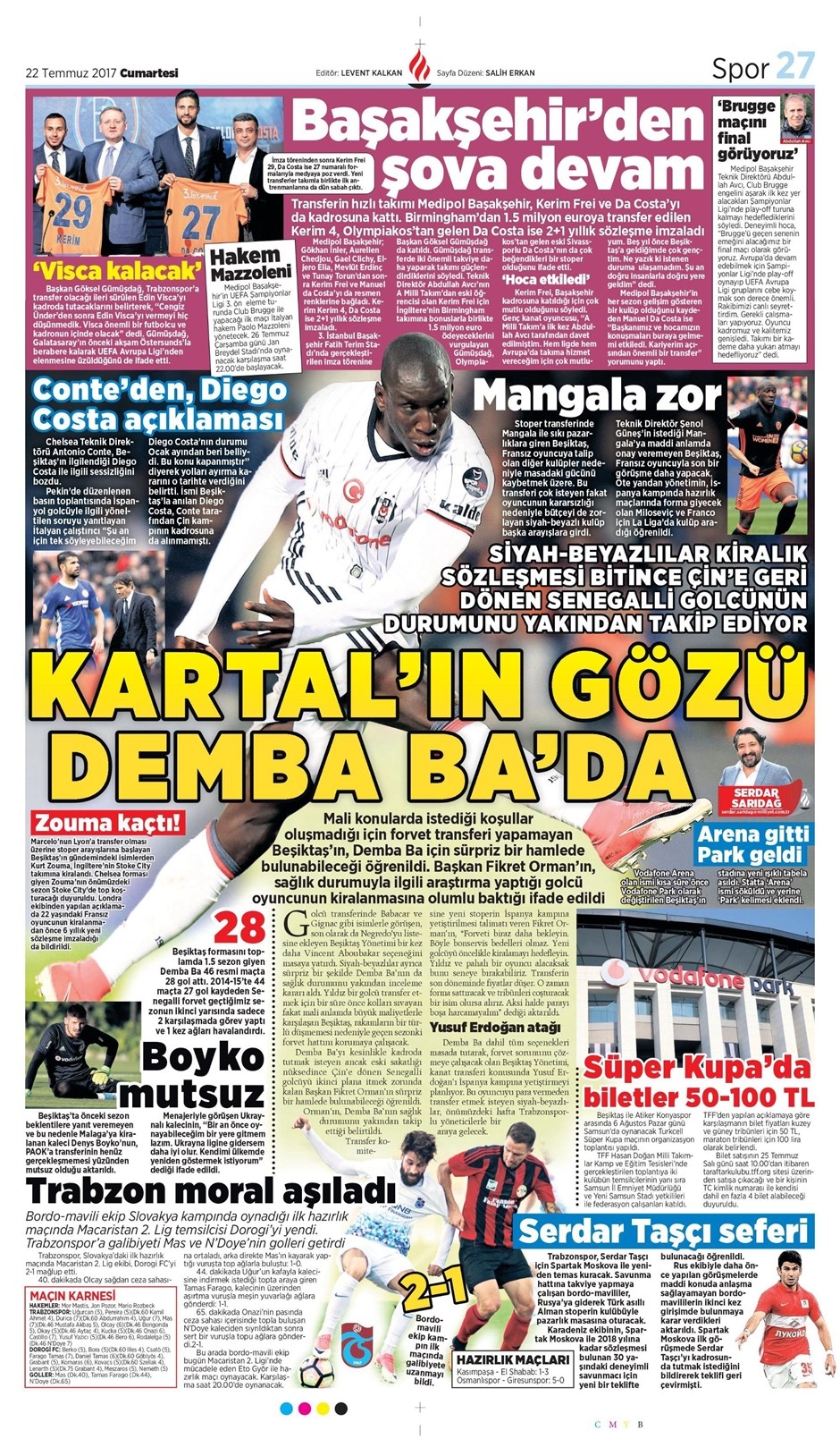 22 Temmuz 2017 | Gazetelerin Beşiktaş Manşetleri - Görsel 3