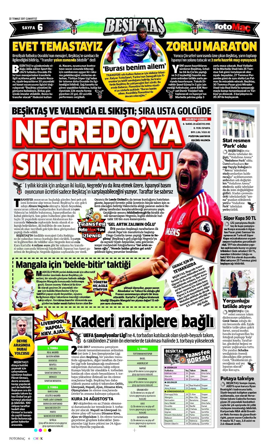 22 Temmuz 2017 | Gazetelerin Beşiktaş Manşetleri - Görsel 4