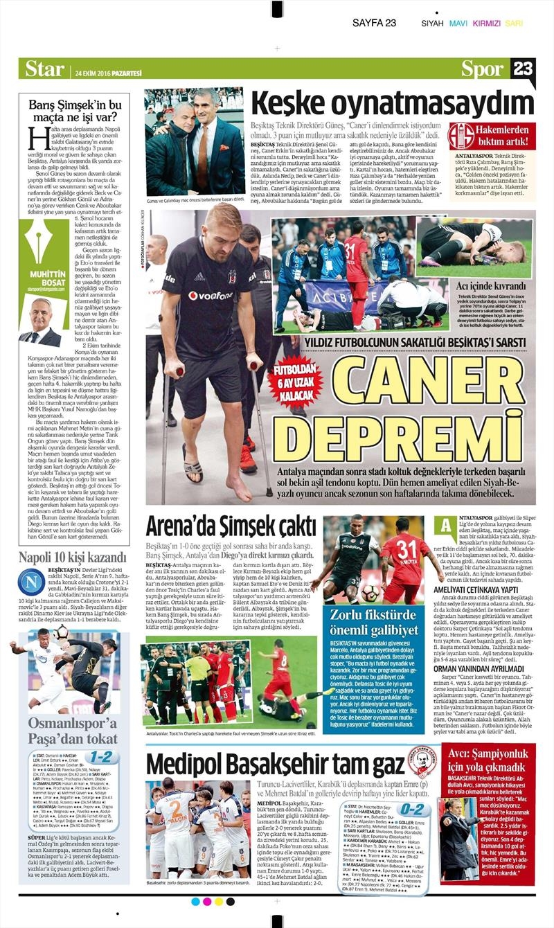 24 Ekim 2016 | Gazetelerin Beşiktaş sayfaları - Görsel 23