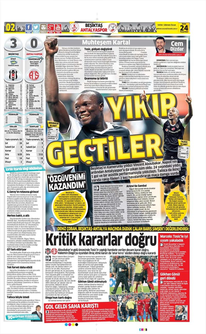 24 Ekim 2016 | Gazetelerin Beşiktaş sayfaları - Görsel 4