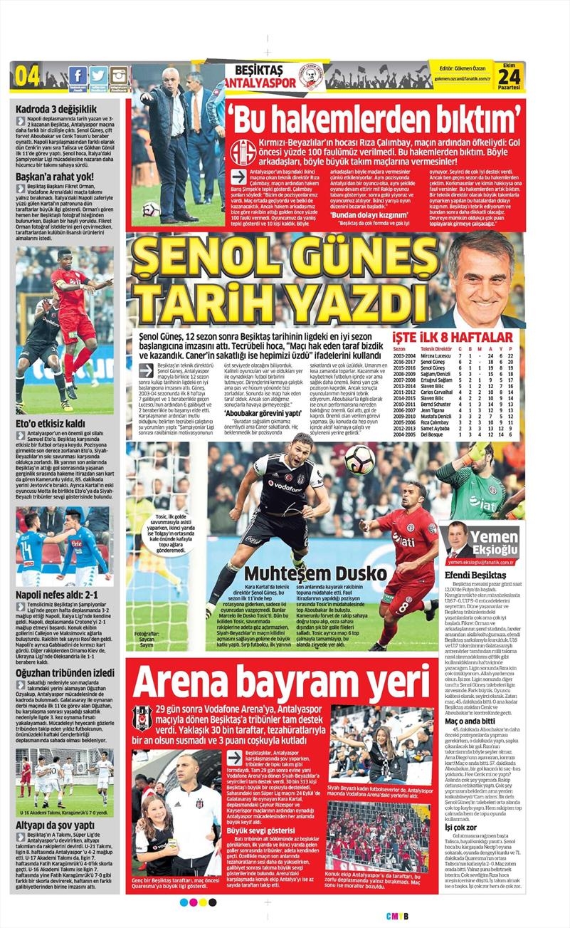 24 Ekim 2016 | Gazetelerin Beşiktaş sayfaları - Görsel 6