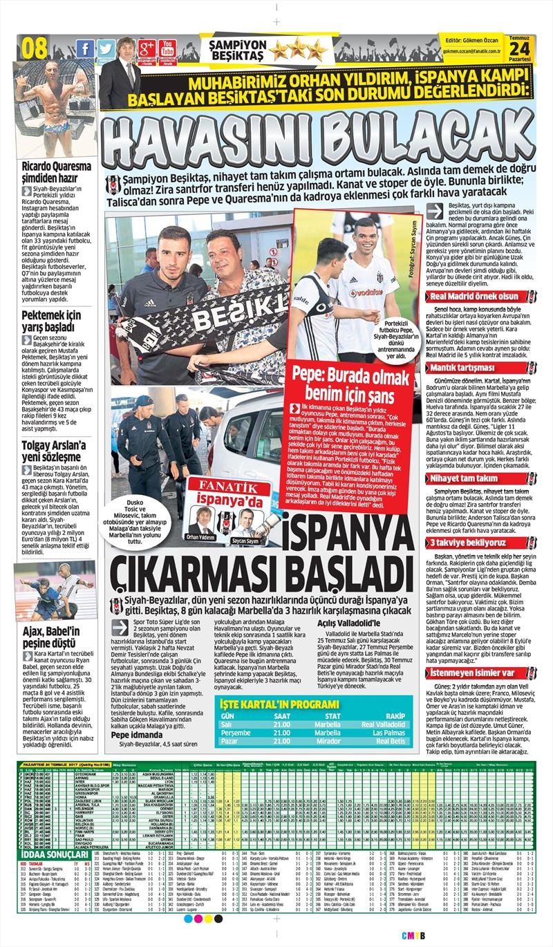 24 Temmuz 2017 | İşte gazetelerin Beşiktaş manşetleri - Görsel 11