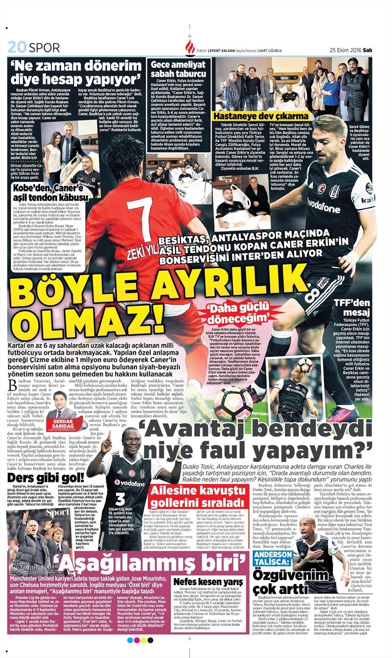 25 Ekim 2016 | Gazetelerin Beşiktaş sayfaları - Görsel 4