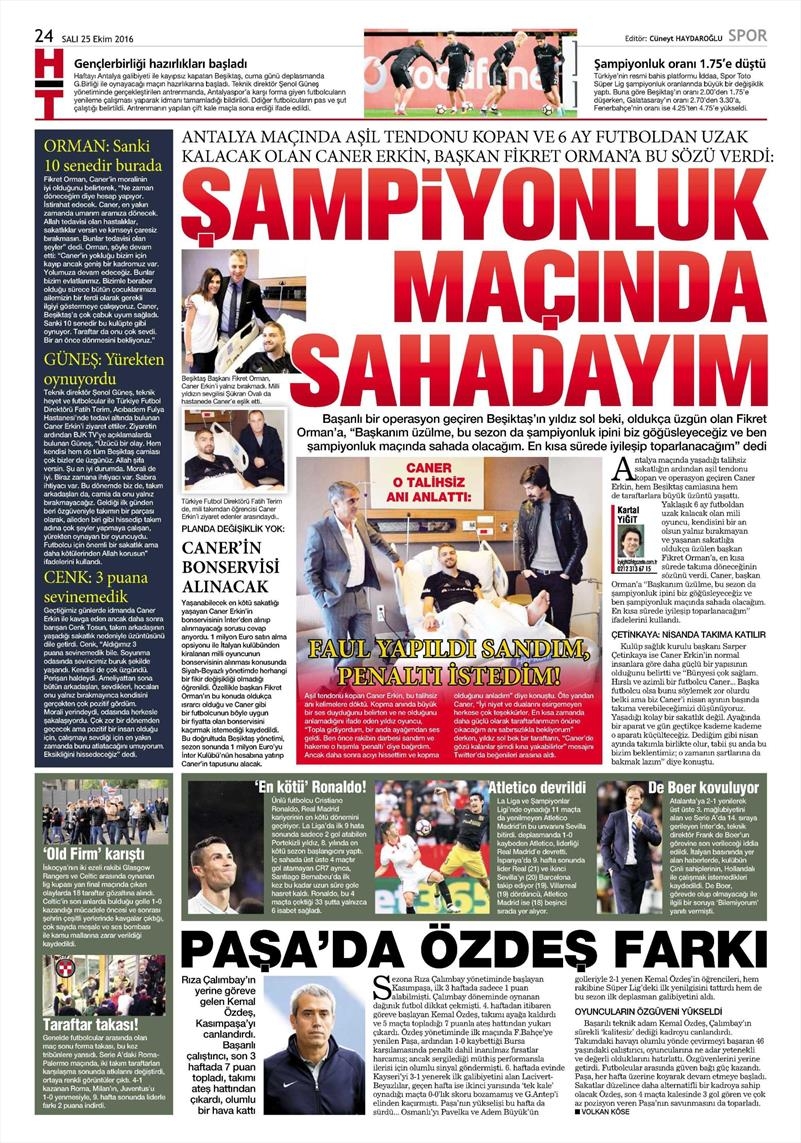 25 Ekim 2016 | Gazetelerin Beşiktaş sayfaları - Görsel 6