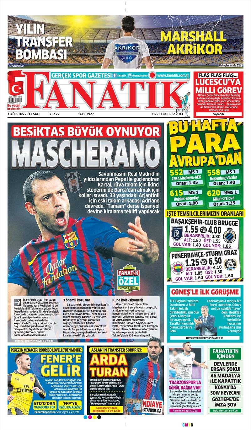 01 Ağustos 2017 | Gazetelerin Beşiktaş Manşetleri - Görsel 3