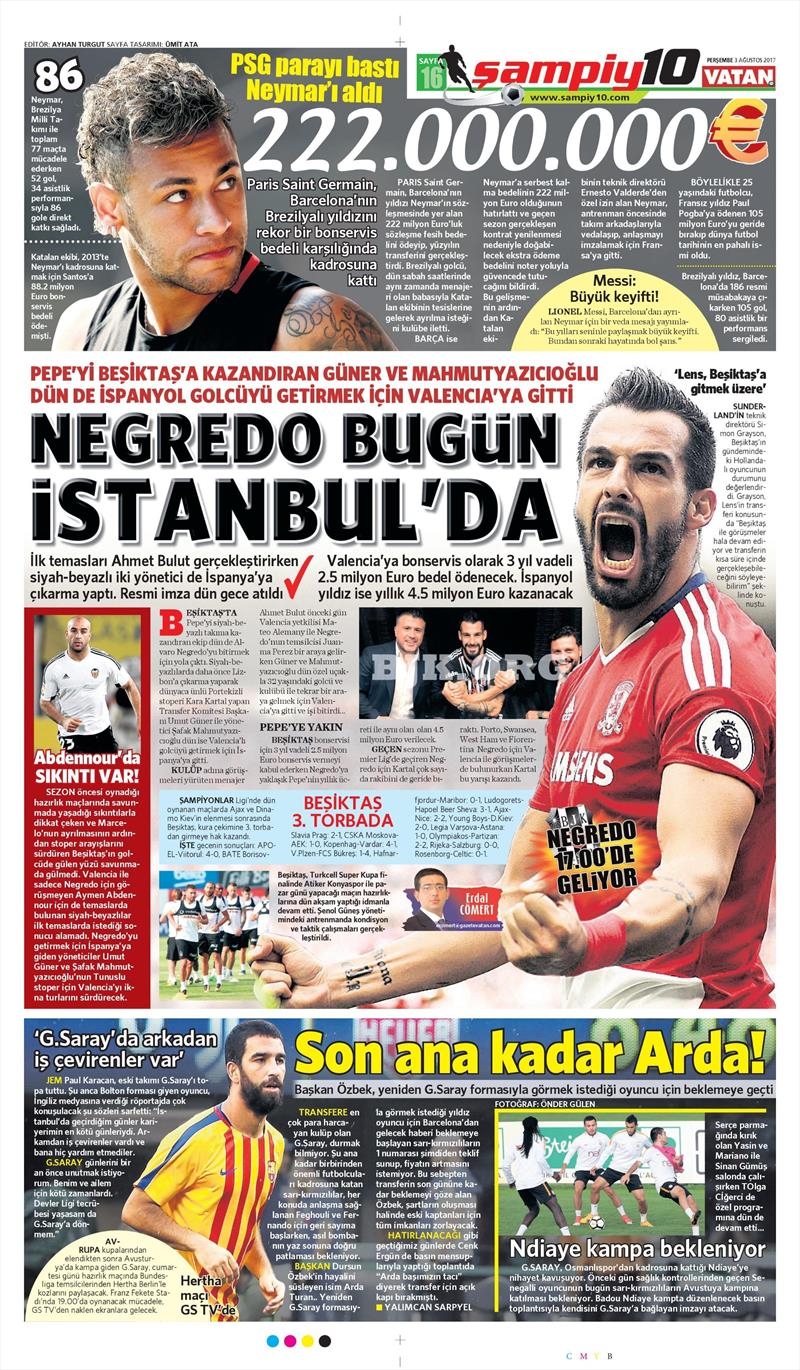 03 Ağustos 2017 | Gazetelerin Beşiktaş Manşetleri - Görsel 11
