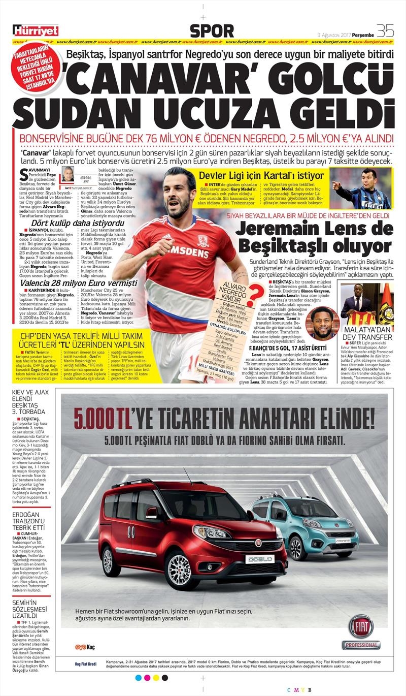 03 Ağustos 2017 | Gazetelerin Beşiktaş Manşetleri - Görsel 8